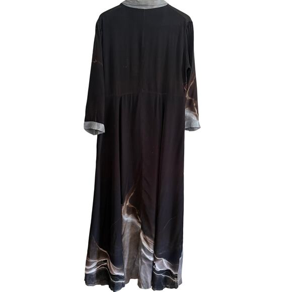 BL-NK London | Black and Gray Long Sleeve Maxi Shirtdress | Large - Picture 2 of 7